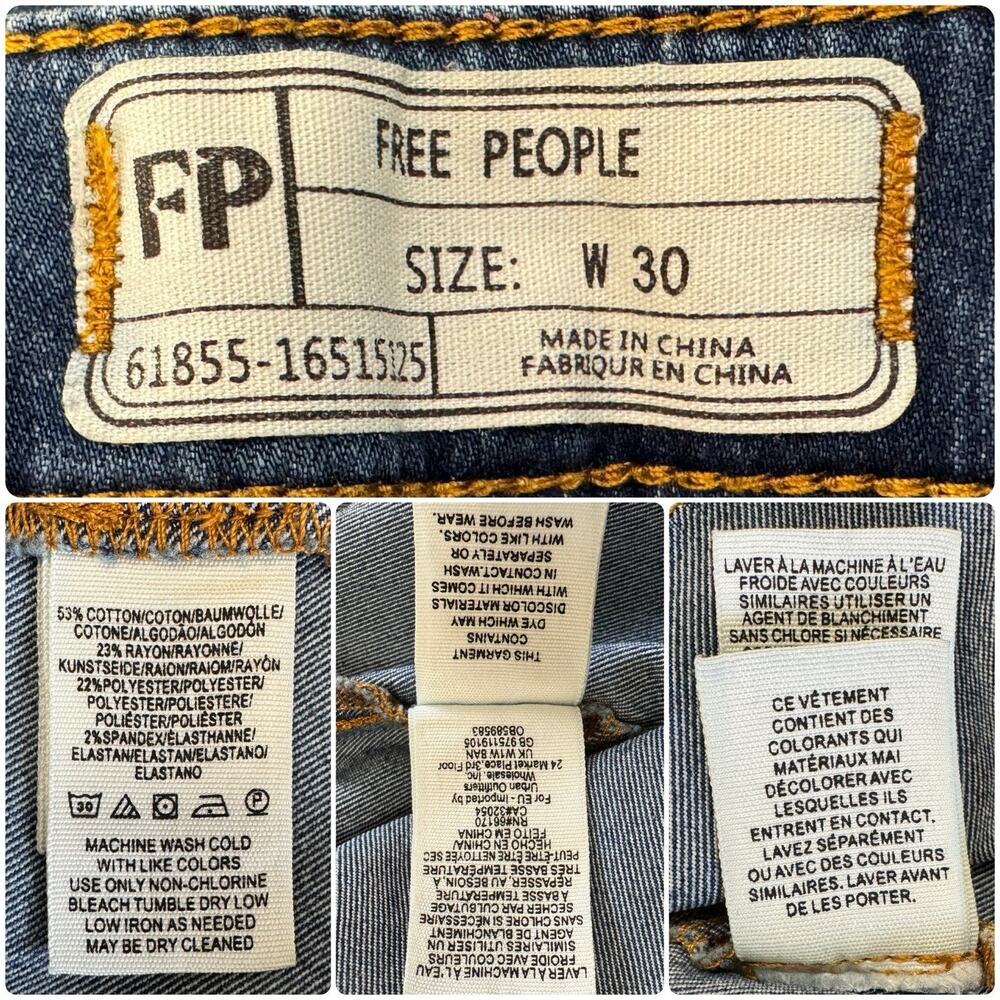 FREE PEOPLE Just Float On Flare Jeans Vintage Bell Bottoms Rich Blue Size 30 - Picture 8 of 8